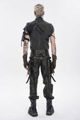Black Lace-Up Slim Asymmetric Buckled Eyelet Men's Punk Cool Accessory Body Harness - Product - 2
