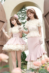 Pink [Love Diary] Multi-Layered Ruffle Sweet Lolita Jsk Mermaid Dress - Product - 9