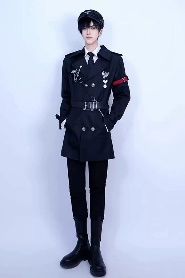 Black [The Judge] Long Sleeves Gothic Military Handsome Ouji Lolita Coat - Product - 3