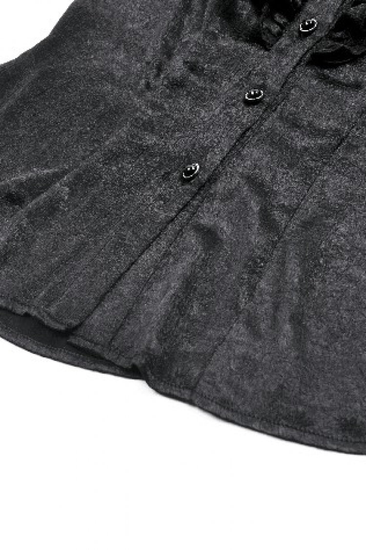 Black Long Lantern Sleeves Ruffled Spliced Lace Women's Gothic Blouse - Product - 14