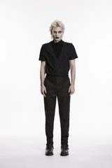 Black Embroidered Slim Pleated Men's Gothic Pants - Product - 2