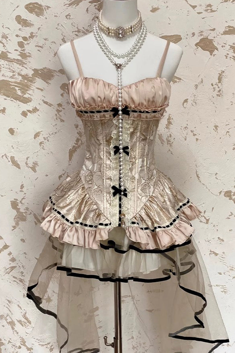 Golden Rose Ruffle Embroidery Lace Sweet Gorgeous Lolita Skirt Set - Product - 3