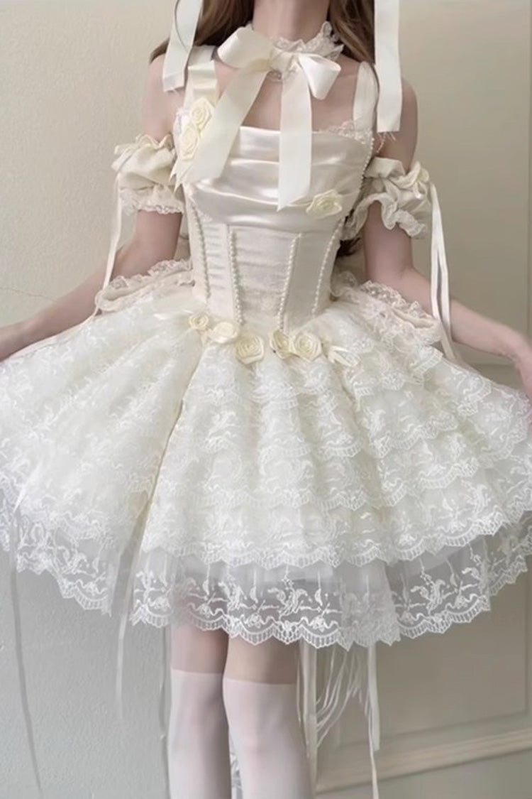Ivory Angel Sweetheart Multi-Layered Lace Sweet Princess Ballet Lolita Dress - Product - 9