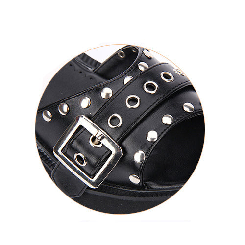 Rivet Decoration Platform High Heel Lolita Sandals - Product - 4