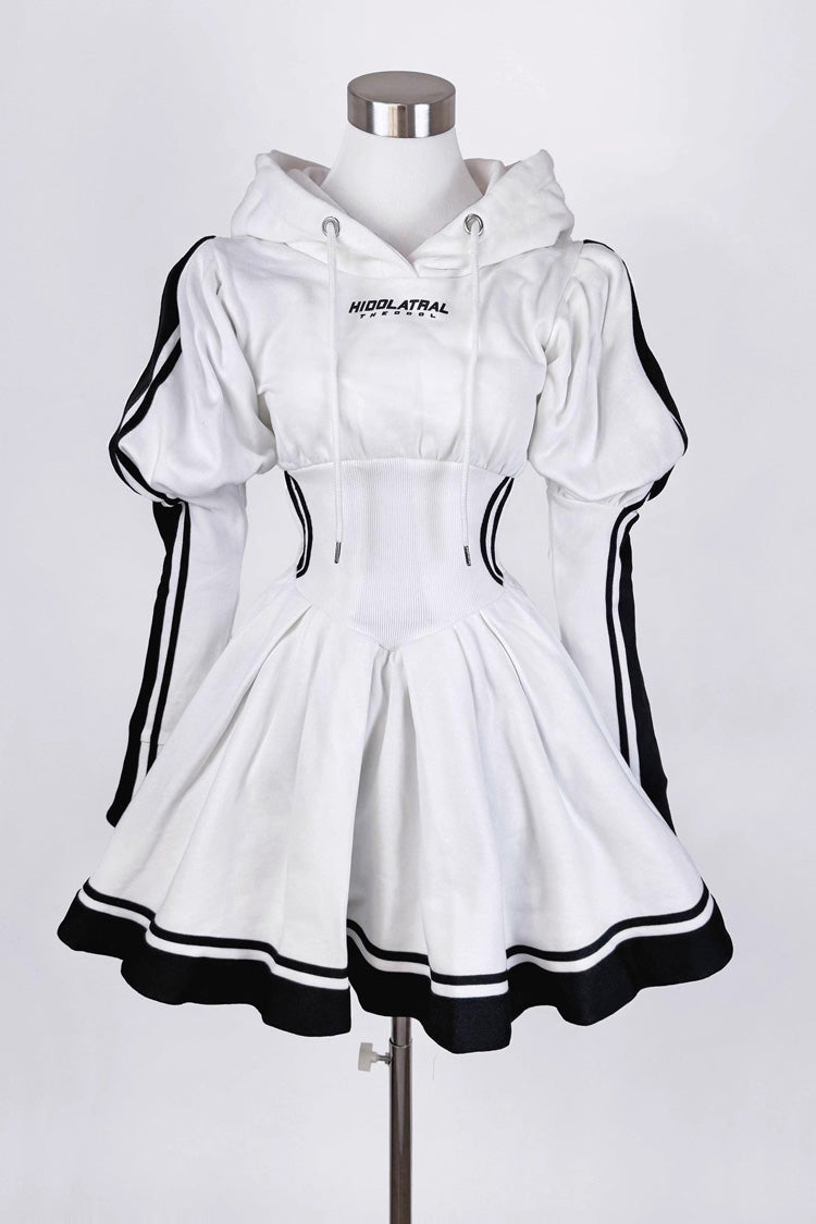 Japanese Long Sleeves Ruffle Bowknot Punk Jirai Kei Sweater Dress 3 Colors - White - 4