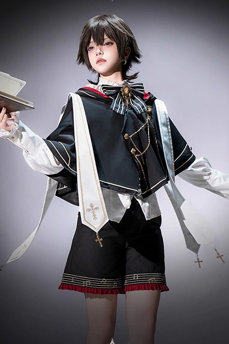Black [The Choir of The Church] Ouji Fashion Gothic Prince Lolita Set (Older Brother Version) - Black - 1