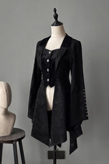 Black Long Sleeves Snake Print Ouji Fashion Gothic Lolita Coat - Black - 1