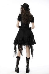 Black Multi-Layered Irrgular Hem Women's Punk Tasseled Skirt - Product - 11