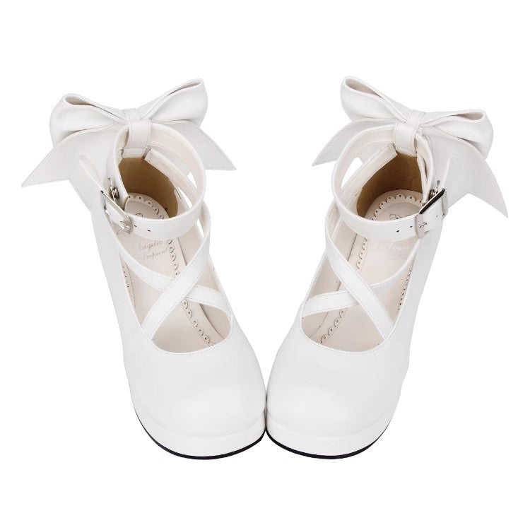 Cute Solid Color Bowknot Sweet Lolita High Heels 4 Colors - Product - 6