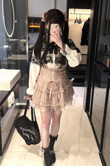 [Mist Veil] Long Sleeves Hollow Lace Jirai Kei Blouse 3 Colors - Product - 9