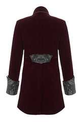 Red Court Pattern Lapel Collar Velvet Mens Gothic Coat - Product - 6