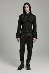 Black Bat Collar Ruffle Men's Swallow-tailed Gothic Coat - Product - 2
