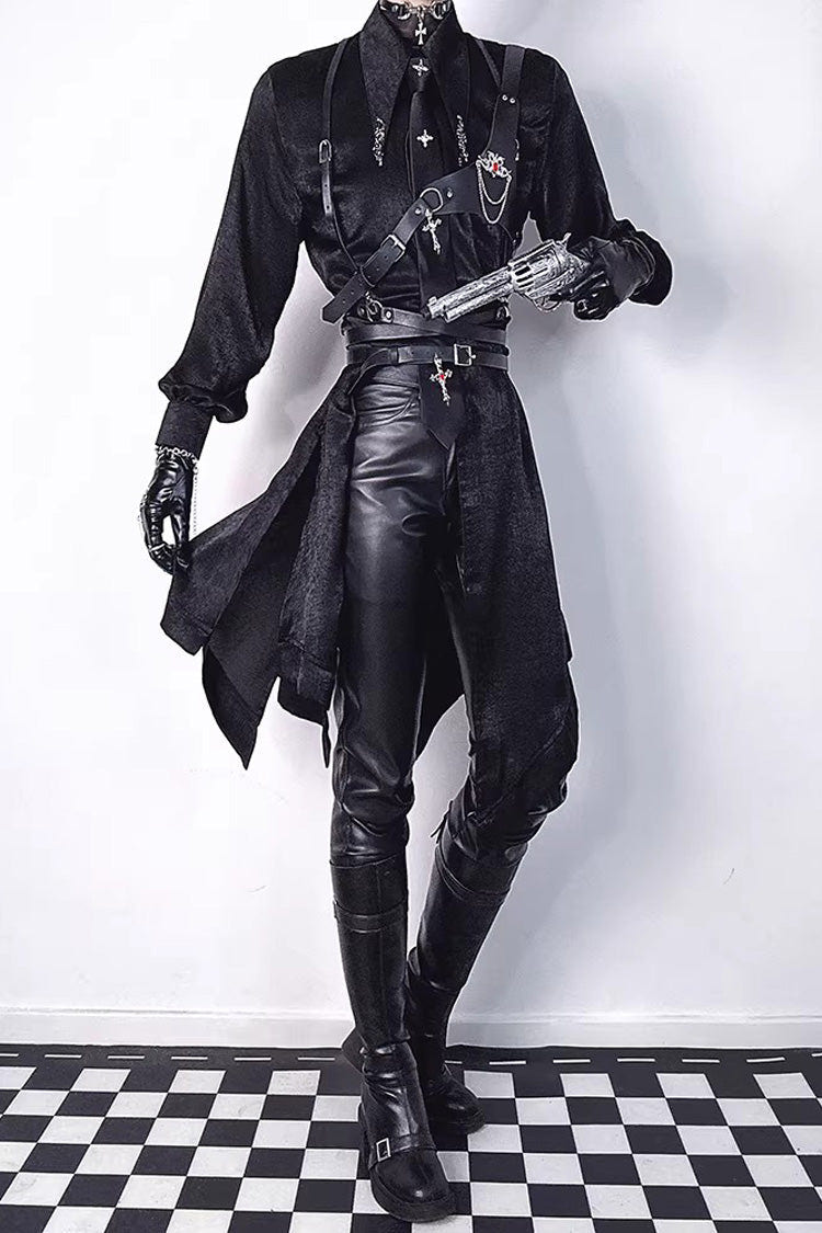 Snake-Detail Lapel Collar Long Sleeves Slim Velvet Gothic Ouji Lolita Blouse 3 Colors - Product - 6