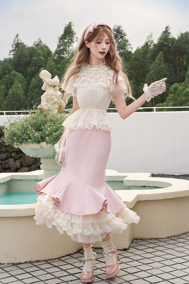 Pink [Love Diary] Multi-Layered Ruffle Sweet Lolita Jsk Mermaid Dress - Pink - 1