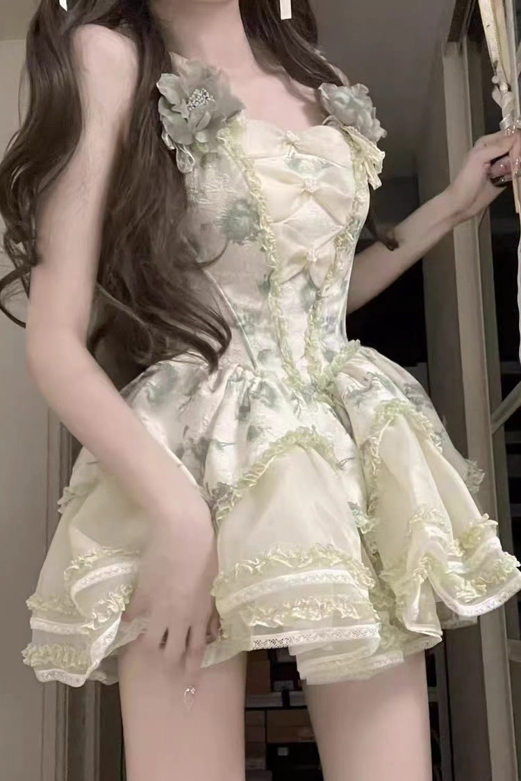 Jasmine Rain Print Stitching Lace Sweet Lolita Jsk Dress 6 Colors - Product - 8