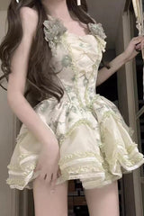 Jasmine Rain Print Stitching Lace Sweet Lolita Jsk Dress 6 Colors - Product - 8