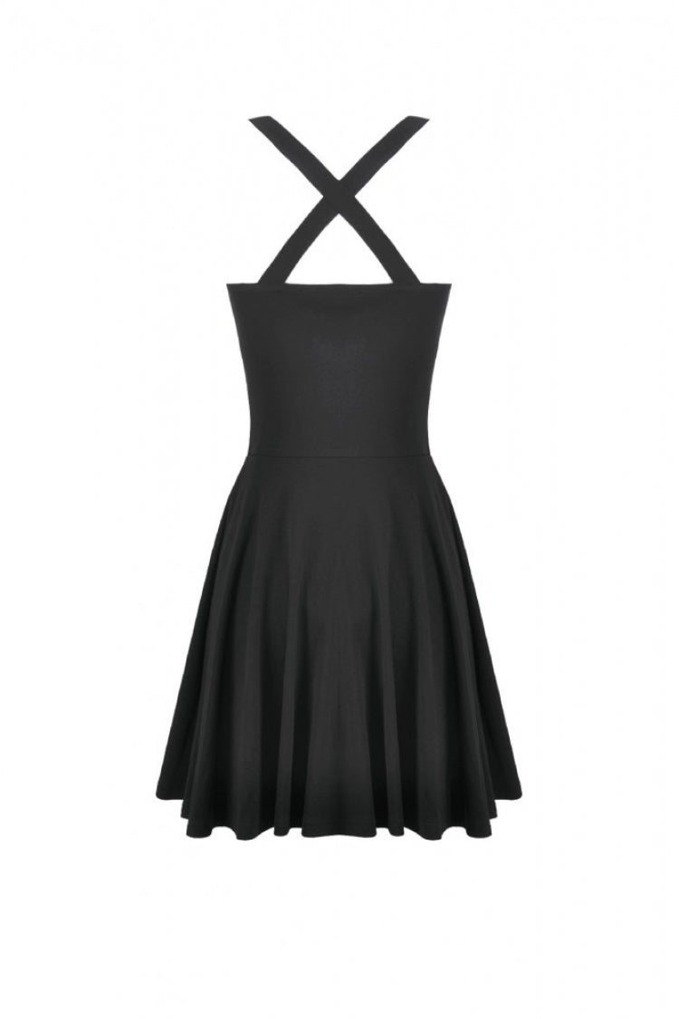 Black Cross Straps Cut-Out Women's Sweet Balletcore Mini Slip Dress - Product - 13