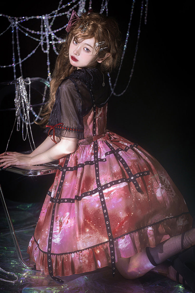 Red Ruffled Sweet Strawberry Print Lolita JSK Dress - Product - 3