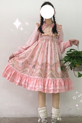 [Angel's Redemption] Long Sleeves Angel Print Ruffle Bowknot Sweet Lolita Dress 3 Colors - Product - 12