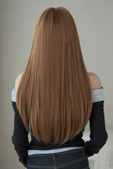 Mocha Mousse Korean Idol Chic Face-Framing Hime Cut Long Straight Wig with Full Bangs - Product - 3
