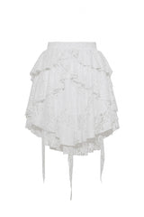 White Irregular Lace Splice  Multi-Layered Women's Gothic Skirt - Product - 12