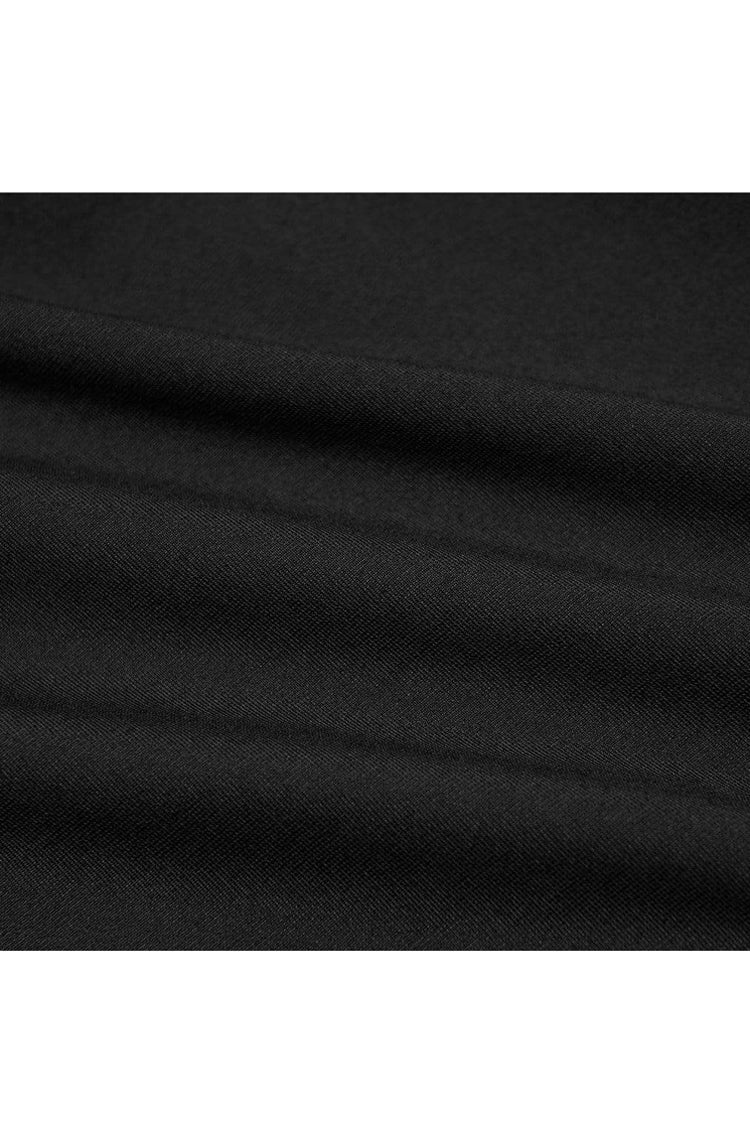 Black High Collar Long Sleeve Front Metal Ring Woven Tape Decoration Irregular Hem Women's Punk T-Shirt - Product - 6