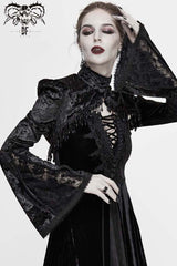Black Lace Velvet Bubble Trumpet Sleeve Women's Gothic Small Shawl - Product - 3