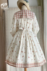 Ivory Sailor Collar Print Ruffle Bowknot Sweet Elegant Lolita Dress - Product - 8
