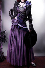 Purple [Mysterious Nocturne] Embroidery Bowknot Lace Classic Vintage Elegant Gorgeous Lolita Jsk Dress - Product - 7