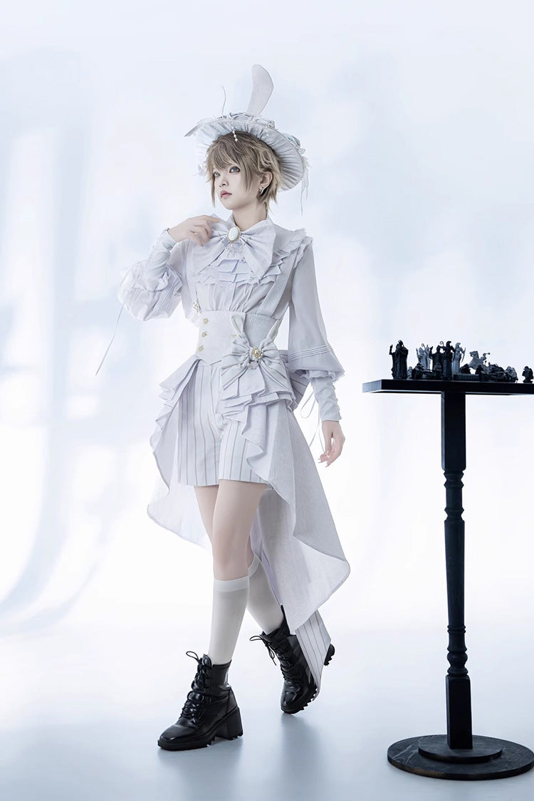 White Rabbit Theater Striped Print Ouji Fashion Handsome Lolita Shorts - Product - 10