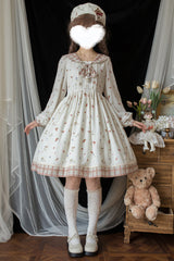 Ivory Sailor Collar Print Ruffle Bowknot Sweet Elegant Lolita Dress - Ivory - 1