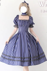 [Forest Basket] Print Short Sleeves Ruffle Lace Sweet Elegant Lolita Dress 6 Colors - Product - 12