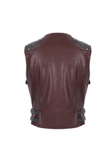 Red Studded Faux Leather Men's Punk Vest - Product - 7