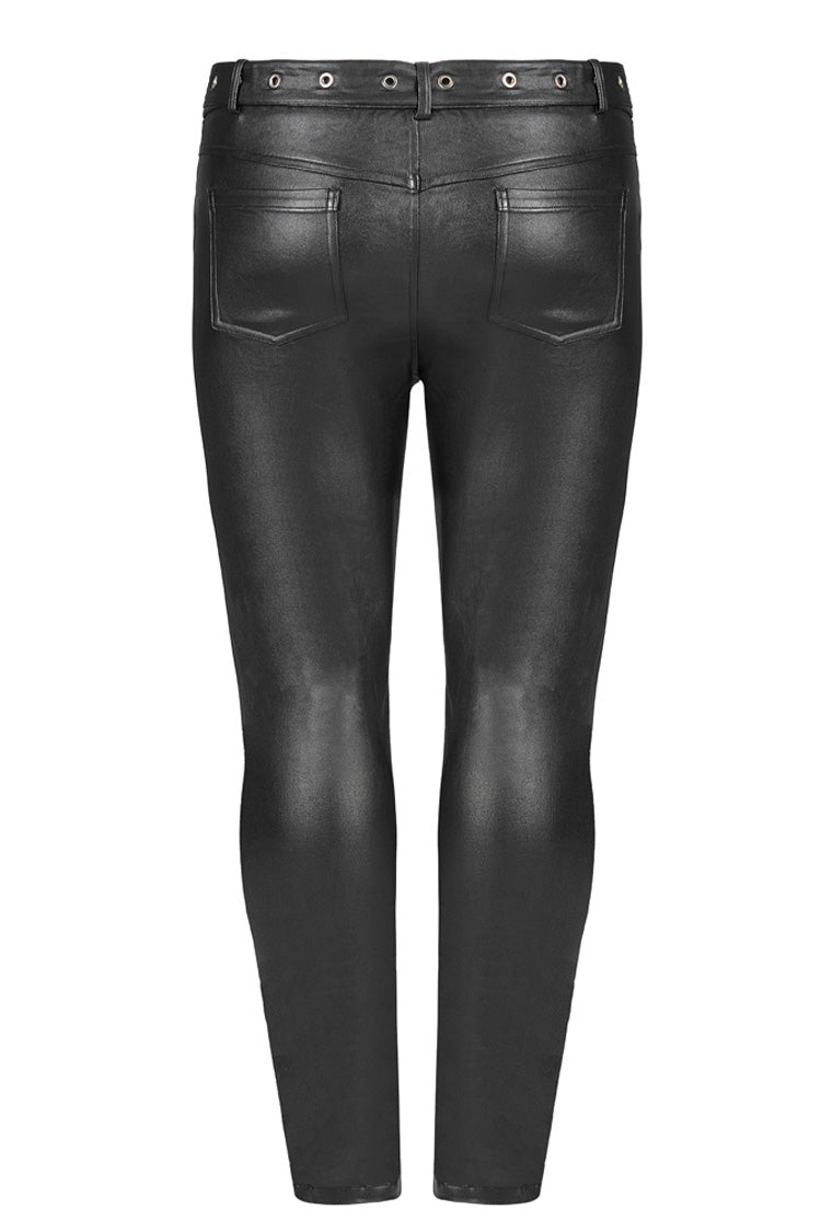 Black Elasticity Glued Woven Fabric Sexy Tight Metal Zipper Belt Decoration Women's Plus Size Punk Trousers - Product - 7