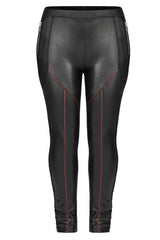 Red/Black Slim Side Zipper Elastic Fashion Hip-Lifting Thin Punk Women's Leggings - Product - 8