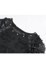 Black Round Collar Mesh Stitching Men's Punk T-Shirt - Product - 8