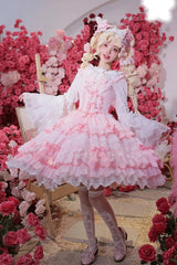 Sweet Multi-Layered Ruffle Bowknot Lace Princess Ballet Lolita Jsk Dress 4 Colors - Product - 8