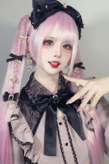 Hollow Long Sleeves Lace Jirai Kei Japanese Blouse 4 Colors - Pink - 9