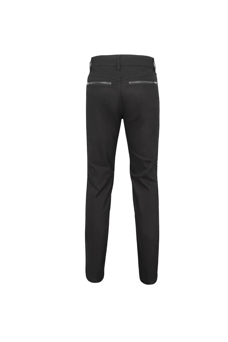 Black Thigh Position Buckle Splice Men's Punk Pants - Product - 9