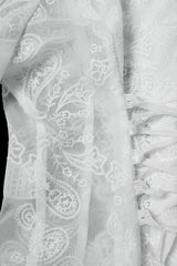 White Stand Collar Long Puff Sleeves Floral Embroidered Women's Gothic Blouse - Product - 8