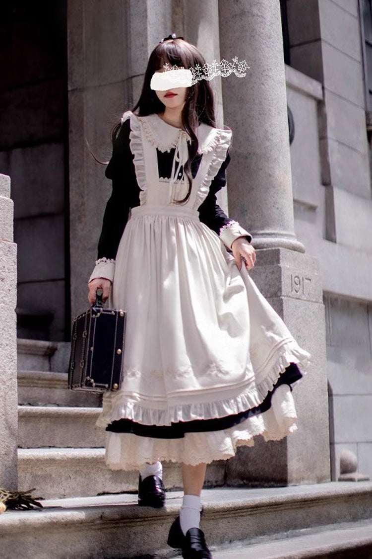 Black [Angelina] Doll Collar Long Sleeves Ruffle Bowknot Classic Vintage Elegant Lolita Dress - Product - 13