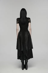 Black High Waisted Multi-Layered Floral Embroidered Lace Pleated Women's Gothic Elegant Cosplay Skirt - Product - 3