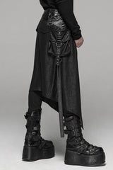 Black Double Layer Metal Buckle Belt Men's Steampunk Skirt - Product - 3