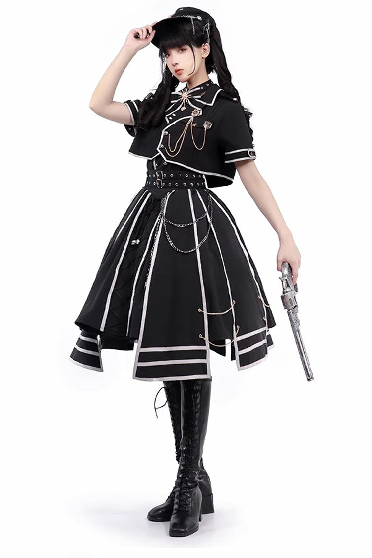 [Judgement Knight] Long Sleeves Print Bowknot Gothic Lolita Skirt Set 2 Colors - Product - 4