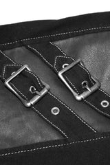 Black With Silver Punk Hand Rubbed Leather With Loops Mens Pants - Product - 6