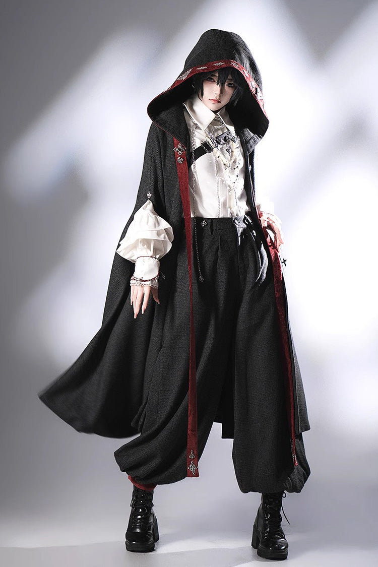 Black [Sacred Vow] Print Hooded Vintage Elegant Prince Handsome Ouji Lolita Cloak - Black - 1