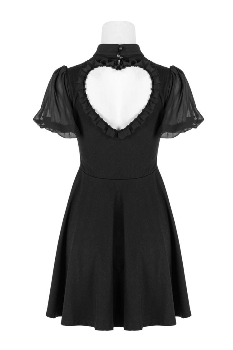 Black Heart Shaped Hollow High Waist Bow Women's Steam Punk Dress - Product - 7