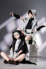White Functional Style Stand Collar Short Sleeves Ouji Fashion Prince Handsome Lolita Blouse - Product - 12