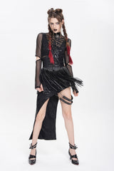 Black Lace Tassels Lace-Up Slim Buckled Women's Gothic Corset - Product - 3