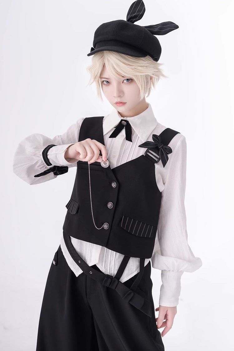 White Long Sleeves Secret Morning Paper Ouji Fashion Lolita Blouse - Product - 5